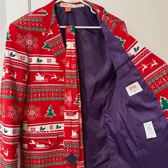 🎄 Opposuits Matching Ugly Christmas/Holiday Sweater Print Sport Jacket & Tie Set - Picture 7 of 10